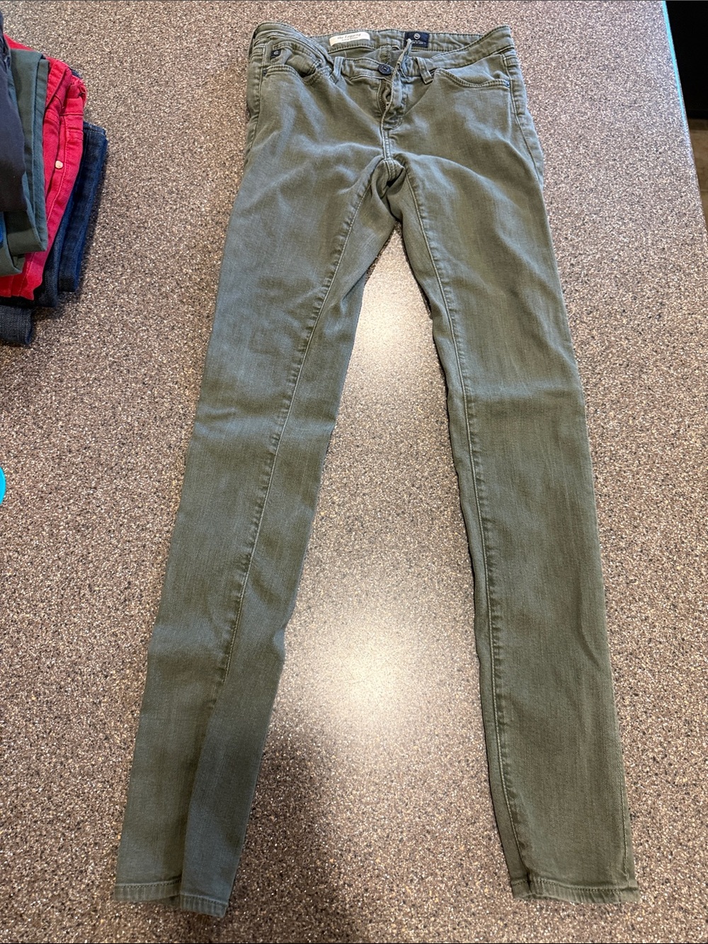 Ag Adriano Goldschmied Olive Green Super Skinny Legging Jeans